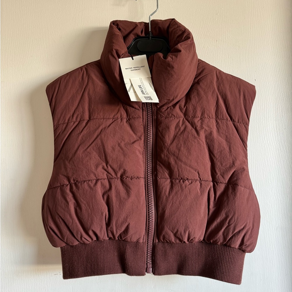 Zara Brown Cropped Puffer Vest